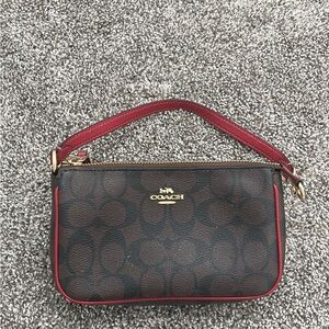 Coach Signature Brown and Red Wristlet